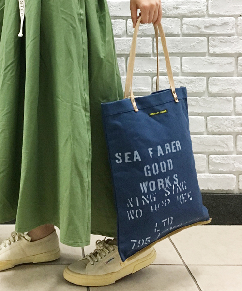 GREEN BOWL（グリーンボウル）の「GREEN BOWL Canvas Logo Tote Bag/グリーンボウルキャンバスロゴトートバッグ（トートバッグ・メンズ・キナリ/ネイビー・FREE）」の13枚目の写真