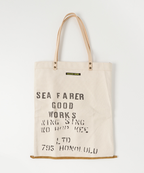 GREEN BOWL（グリーンボウル）の「GREEN BOWL Canvas Logo Tote Bag/グリーンボウルキャンバスロゴトートバッグ（トートバッグ・メンズ・キナリ/ネイビー・FREE）」の3枚目の写真