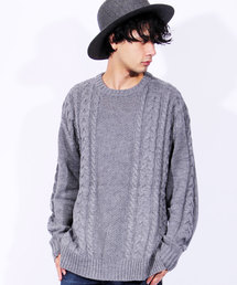 ８(eight) | ロング丈 ニット セーター クルーネック ケーブルニット(ニット/セーター)