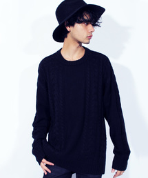 ８(eight) | ロング丈 ニット セーター クルーネック ケーブルニット(ニット/セーター)