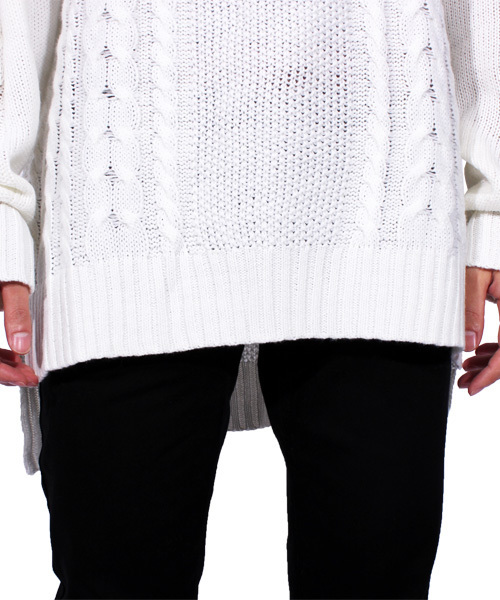 ８(eight)（エイト）の「ロング丈 ニット セーター クルーネック ケーブルニット（ニット/セーター・メンズ・ブラック/ワイン/キナリ/グレー・MEDIUM/LARGE/X-LARGE）」の14枚目の写真