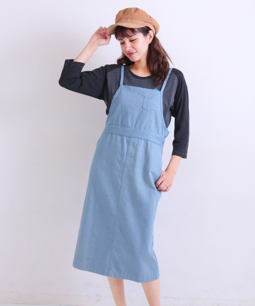 Factor ファクターイコール の Factor 後ろリボンデニムジャンスカ ジャンパースカート Wear