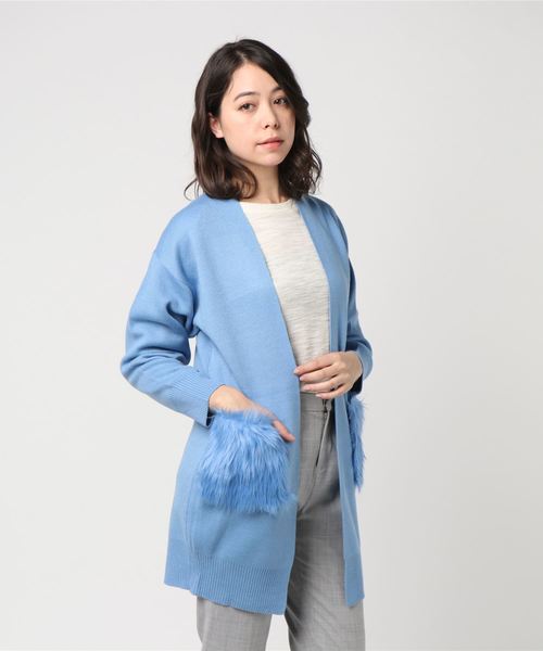 CECIL McBEE(セシルマクビー)の「ポケットファーロング羽織 最低制限価格 CECILMcBEE エコファーボレロカーディガン 毛皮/ファーコート