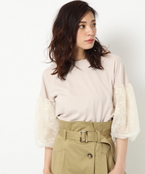 laboratory work（ラボラトリーワーク）の「袖レースチュールプルオーバー（Tシャツ/カットソー・レディース・ホワイト/ブラック/ベージュ・MEDIUM）」の3枚目の写真