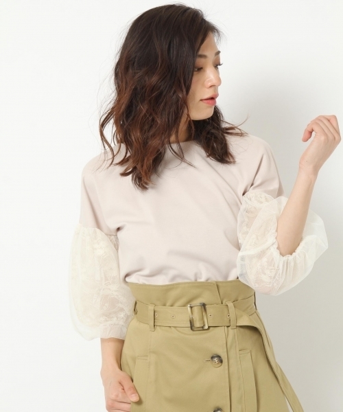 laboratory work（ラボラトリーワーク）の「袖レースチュールプルオーバー（Tシャツ/カットソー・レディース・ホワイト/ブラック/ベージュ・MEDIUM）」の7枚目の写真