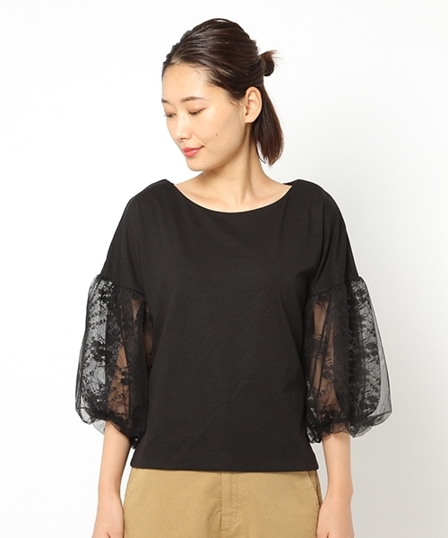 laboratory work（ラボラトリーワーク）の「袖レースチュールプルオーバー（Tシャツ/カットソー・レディース・ホワイト/ブラック/ベージュ・MEDIUM）」の11枚目の写真