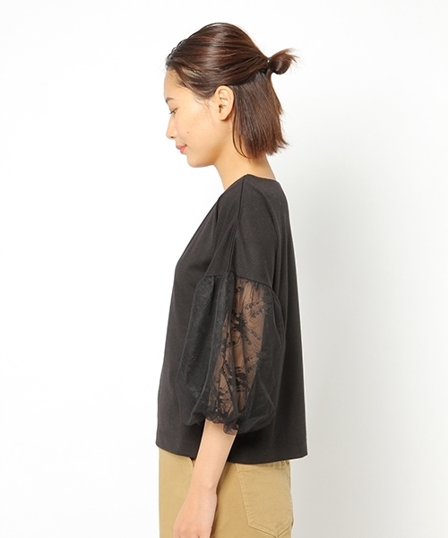 laboratory work（ラボラトリーワーク）の「袖レースチュールプルオーバー（Tシャツ/カットソー・レディース・ホワイト/ブラック/ベージュ・MEDIUM）」の13枚目の写真