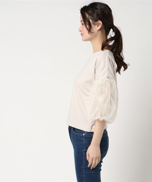 laboratory work（ラボラトリーワーク）の「袖レースチュールプルオーバー（Tシャツ/カットソー・レディース・ホワイト/ブラック/ベージュ・MEDIUM）」の4枚目の写真