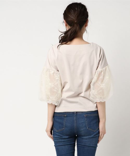 laboratory work（ラボラトリーワーク）の「袖レースチュールプルオーバー（Tシャツ/カットソー・レディース・ホワイト/ブラック/ベージュ・MEDIUM）」の5枚目の写真