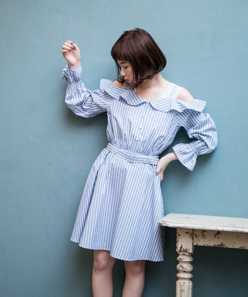 OLIVE des OLIVE ストライプ ノースリーブ ワンピース Sサイズ OLIVE des OLIVE ストライプ ノースリーブ ワンピース Sサイズ