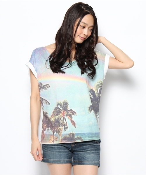 WEGO(ウィゴー)の「WEGO/シフォン切替風景プリントTee(S)(Tシャツ/カットソー・レディース・その他1/その他2/その他3/その他4/その他5・FREE)」の3枚目の写真
