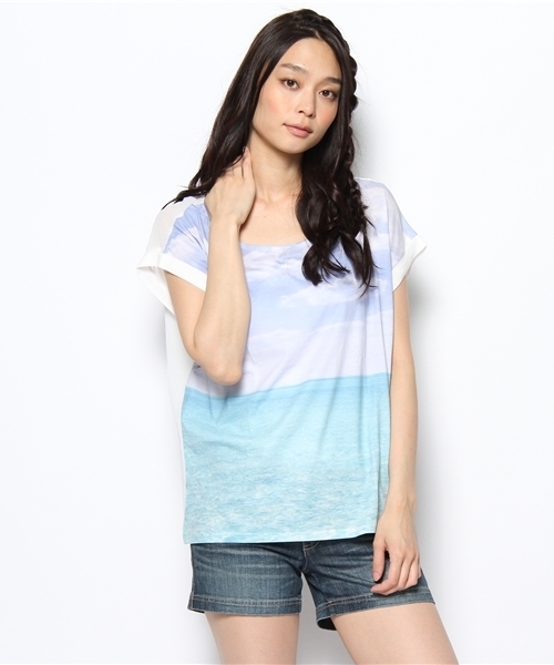 WEGO(ウィゴー)の「WEGO/シフォン切替風景プリントTee(S)(Tシャツ/カットソー・レディース・その他1/その他2/その他3/その他4/その他5・FREE)」の4枚目の写真