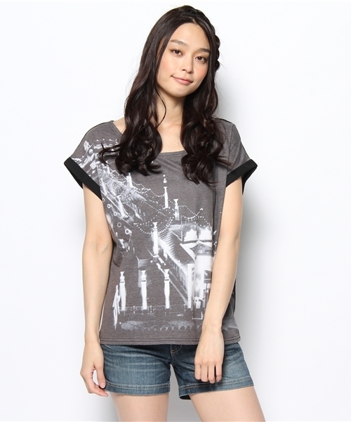 WEGO(ウィゴー)の「WEGO/シフォン切替風景プリントTee(S)(Tシャツ/カットソー・レディース・その他1/その他2/その他3/その他4/その他5・FREE)」の5枚目の写真