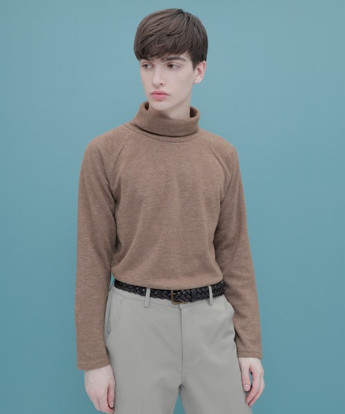 EMMA CLOTHES（エマクローズ）の「ハイネックショートモヘア ラグランスリーブニットソー（ニット/セーター・メンズ・ホワイト/ブラック/ベージュ/パープル/チャコール/ブラウン・FREE）」の5枚目の写真