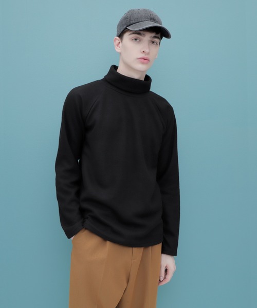 EMMA CLOTHES（エマクローズ）の「ハイネックショートモヘア ラグランスリーブニットソー（ニット/セーター・メンズ・ホワイト/ブラック/ベージュ/パープル/チャコール/ブラウン・FREE）」の3枚目の写真