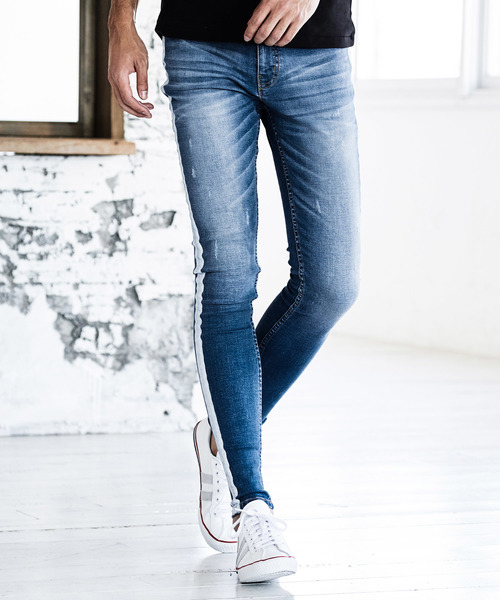 RATTLE TRAP（ラトルトラップ）の「【ハイパーストレッチスキニー】サイドラインデニム ジェギンス（デニムパンツ・メンズ・ブルー/ブラック・LL/SS/S/M/L）」の6枚目の写真