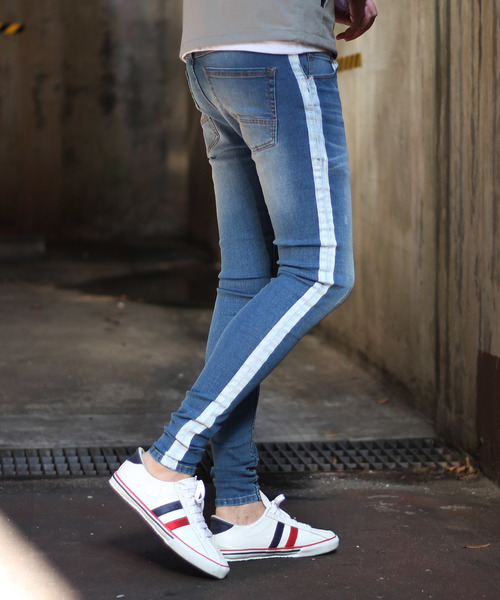 RATTLE TRAP（ラトルトラップ）の「【ハイパーストレッチスキニー】サイドラインデニム ジェギンス（デニムパンツ・メンズ・ブルー/ブラック・LL/SS/S/M/L）」の12枚目の写真