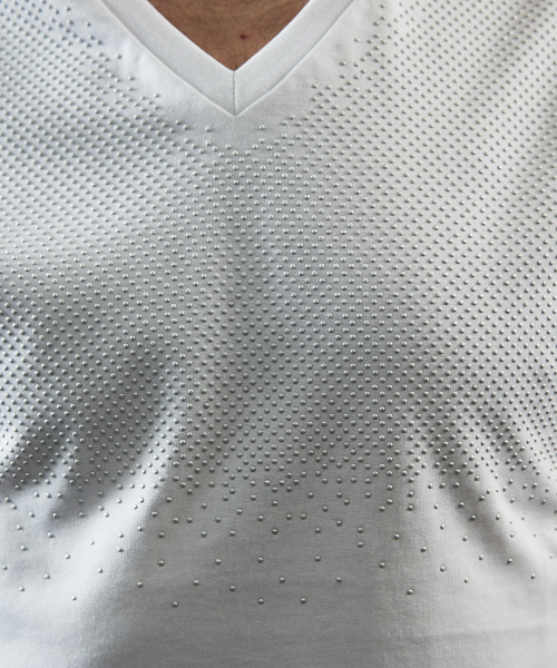 5351 POUR LES HOMMES（ゴーサンゴーイチプールオム）の「【ピマコットン】クラシック ストーン Vネック Ｔシャツ（Tシャツ/カットソー・メンズ・ホワイト/ブラック・44/46/48/50）」の7枚目の写真