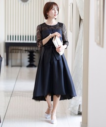 ドレス ワンピース パーティードレス 結婚式 二次会 ネイビー L 号」に