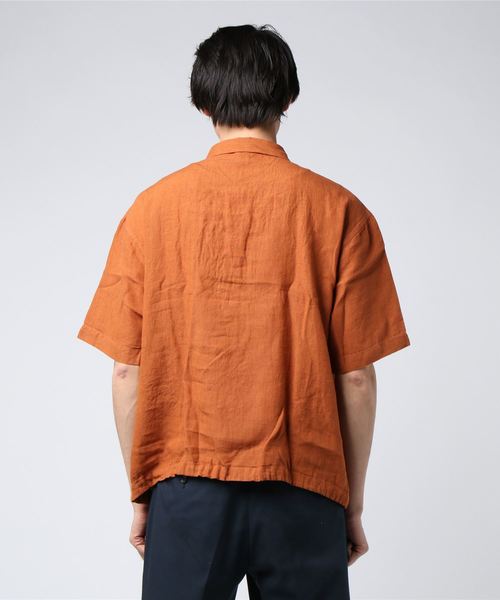 VIBGYOR（ヴィブジョー）の「VIBGYOR Select/ フレンチリネンハーフＺＩＰ半袖シャツ（シャツ/ブラウス・メンズ・ホワイト/カーキ/テラコッタ・MEDIUM/X-LARGE/LARGE）」の5枚目の写真