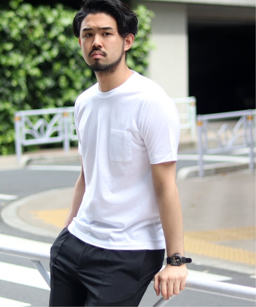 EDIFICE（エディフィス）の「シルケットテンジク クルーネック ポケット Tシャツ（Tシャツ/カットソー・メンズ・ホワイト/ブルー系その他/ブラウン系その他/ブラック・MEDIUM/LARGE/SMALL/X-LARGE）」の2枚目の写真