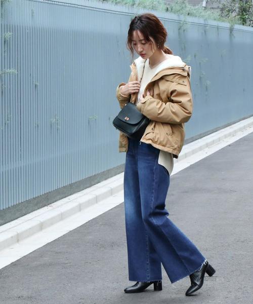 coen（コーエン）の「フレアデニムパンツ（フレイドヘムデニム / ネイビー）（デニムパンツ・レディース・ネイビー・MEDIUM/SMALL/LARGE）」の4枚目の写真