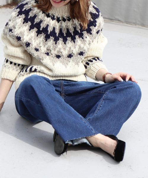 coen（コーエン）の「フレアデニムパンツ（フレイドヘムデニム / ネイビー）（デニムパンツ・レディース・ネイビー・MEDIUM/SMALL/LARGE）」の18枚目の写真