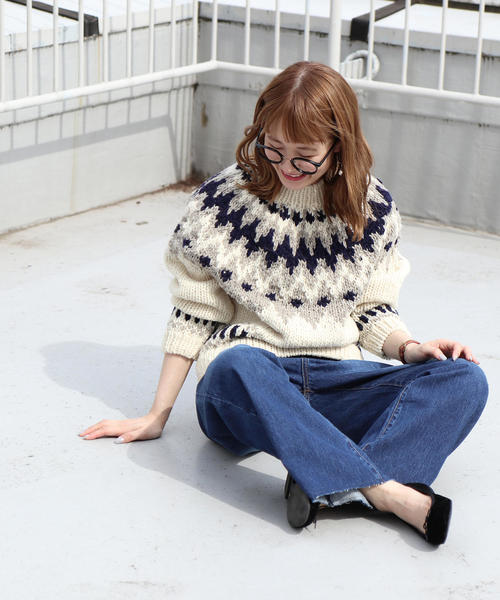 coen（コーエン）の「フレアデニムパンツ（フレイドヘムデニム / ネイビー）（デニムパンツ・レディース・ネイビー・MEDIUM/SMALL/LARGE）」の16枚目の写真