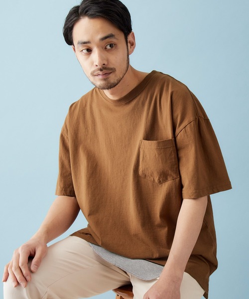 MONO-MART（モノマート）の「レイヤード オーバーサイズ 半袖Tシャツ タンクトップ(アンサンブル) 半袖カットソー+ワッフルタンクトップ 2枚セット（タンクトップ・メンズ・ホワイト/ブラック/ブラウン/ベージュ/オリーブ/チャコール・S/M/L）」の11枚目の写真