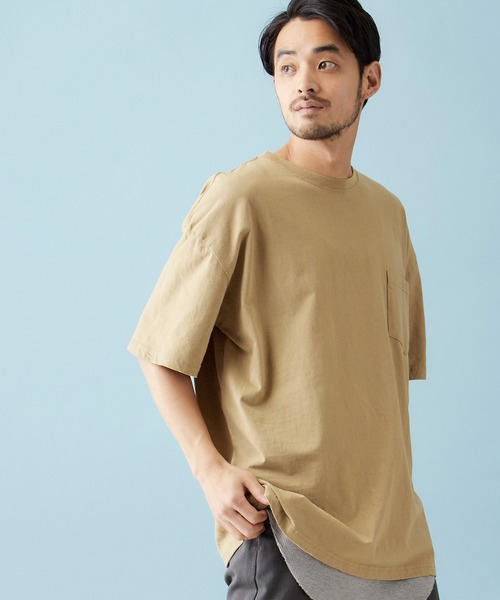 MONO-MART（モノマート）の「レイヤード オーバーサイズ 半袖Tシャツ タンクトップ(アンサンブル) 半袖カットソー+ワッフルタンクトップ 2枚セット（タンクトップ・メンズ・ホワイト/ブラック/ブラウン/ベージュ/オリーブ/チャコール・S/M/L）」の12枚目の写真