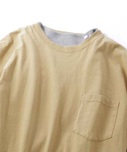 MONO-MART（モノマート）の「レイヤード オーバーサイズ 半袖Tシャツ タンクトップ(アンサンブル) 半袖カットソー+ワッフルタンクトップ 2枚セット（タンクトップ・メンズ・ホワイト/ブラック/ブラウン/ベージュ/オリーブ/チャコール・S/M/L）」の14枚目の写真