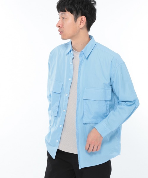LAKOLE（ラコレ）の「BIGポケットシャツ / LAKOLE（シャツ/ブラウス・メンズ・サックスブルー/ホワイト/ベージュ/ライトベージュ/ブルー・MEDIUM/LARGE）」の4枚目の写真