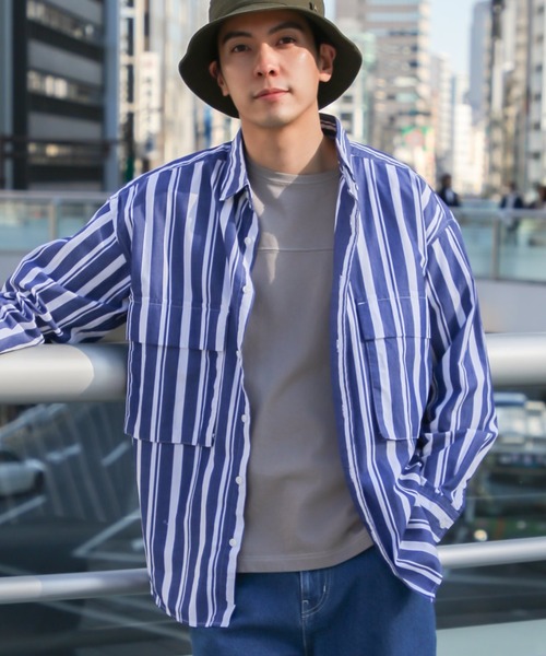 LAKOLE（ラコレ）の「BIGポケットシャツ / LAKOLE（シャツ/ブラウス・メンズ・サックスブルー/ホワイト/ベージュ/ライトベージュ/ブルー・MEDIUM/LARGE）」の5枚目の写真