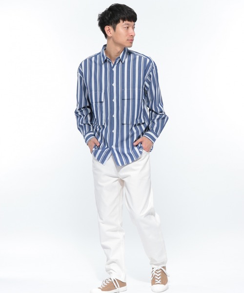 LAKOLE（ラコレ）の「BIGポケットシャツ / LAKOLE（シャツ/ブラウス・メンズ・サックスブルー/ホワイト/ベージュ/ライトベージュ/ブルー・MEDIUM/LARGE）」の11枚目の写真