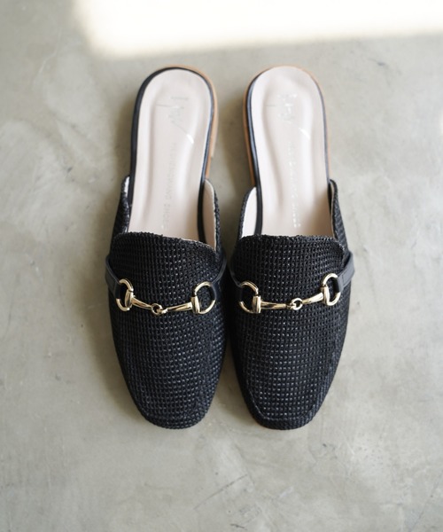 Aunt Marie's（アントマリーズ）の「AUNT MARIE'S ビット付ラフィアミュール（サンダル・レディース・ブラック/ホワイト/ブラウン・M/L）」の20枚目の写真