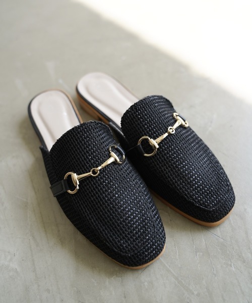 Aunt Marie's（アントマリーズ）の「AUNT MARIE'S ビット付ラフィアミュール（サンダル・レディース・ブラック/ホワイト/ブラウン・M/L）」の14枚目の写真