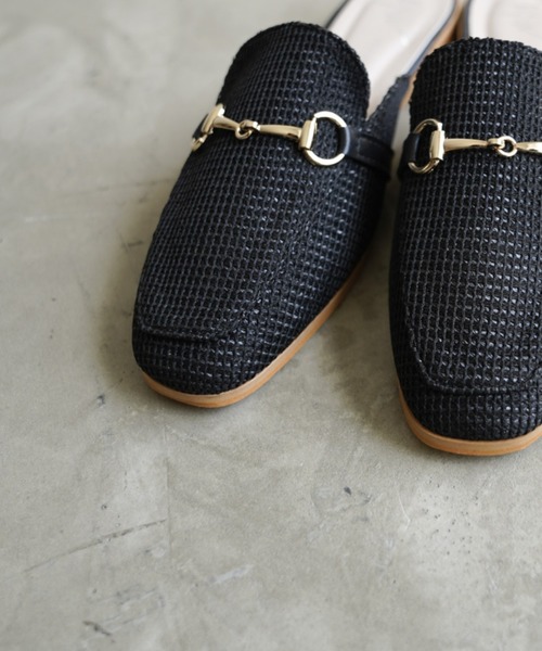 Aunt Marie's（アントマリーズ）の「AUNT MARIE'S ビット付ラフィアミュール（サンダル・レディース・ブラック/ホワイト/ブラウン・M/L）」の18枚目の写真