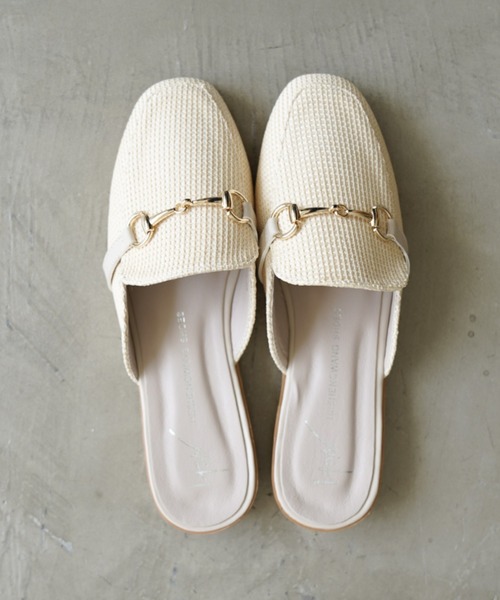 Aunt Marie's（アントマリーズ）の「AUNT MARIE'S ビット付ラフィアミュール（サンダル・レディース・ブラック/ホワイト/ブラウン・M/L）」の9枚目の写真