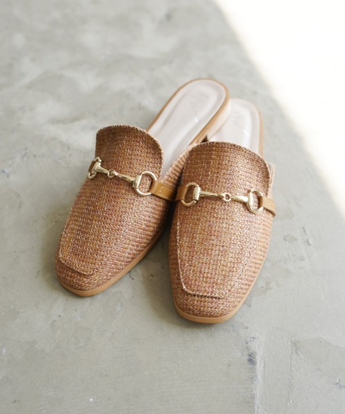 Aunt Marie's（アントマリーズ）の「AUNT MARIE'S ビット付ラフィアミュール（サンダル・レディース・ブラック/ホワイト/ブラウン・M/L）」の10枚目の写真