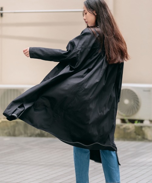 HARVESTY（ハーベスティ）の「HARVESTY/ハーベスティ アトリエローブ サテン コットン シャツワンピース ノーカラー オーバーサイズ（シャツワンピース・レディース・ブラック/グレー/ピンク・2/1）」の9枚目の写真