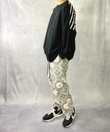 Beno | ミニ裏毛 / バックショルダー ボーダー スイッチ / 裾スピンドル ビッグシルエット Tシャツ / ロンT(Tシャツ/カットソー)