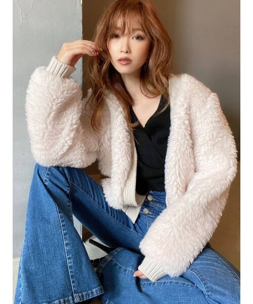 RESEXXY（リゼクシー）の「フェイクファーブルゾン（ブルゾン・レディース・ブラック/オフホワイト/モカ・FREE）」の4枚目の写真