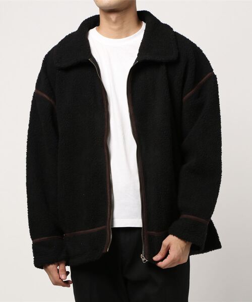 STYLEBLOCK(スタイルブロック)の「シープボアビッグB3ミリタリージャケットボアブルゾン(ブルゾン・メンズ・ベージュ/ブラック/アイボリー・LL/M/L)」の2枚目の写真