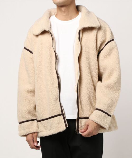 STYLEBLOCK(スタイルブロック)の「シープボアビッグB3ミリタリージャケットボアブルゾン(ブルゾン・メンズ・ベージュ/ブラック/アイボリー・LL/M/L)」の8枚目の写真