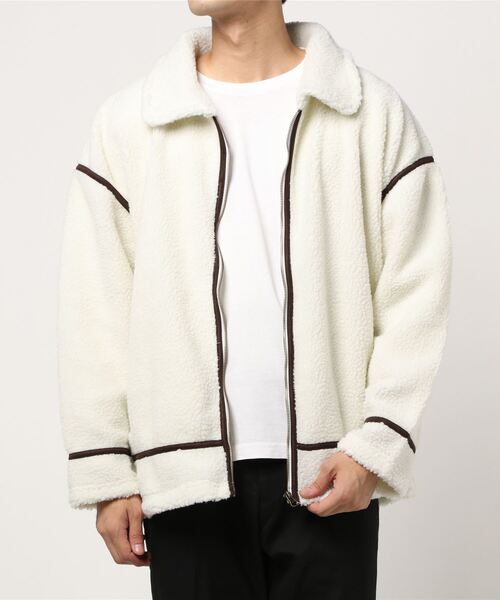 STYLEBLOCK(スタイルブロック)の「シープボアビッグB3ミリタリージャケットボアブルゾン(ブルゾン・メンズ・ベージュ/ブラック/アイボリー・LL/M/L)」の7枚目の写真