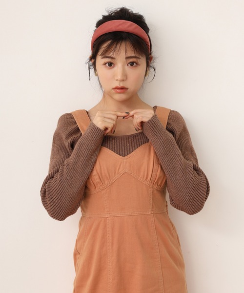 one after another NICE CLAUP（ワンアフターアナザーナイスクラップ）の「タイトデニムジャンパースカート（ジャンパースカート・レディース・アイボリー/グレー/オレンジ・FREE）」の4枚目の写真