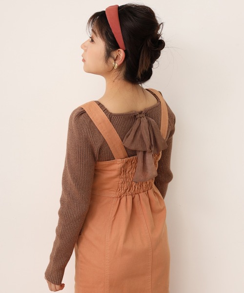 one after another NICE CLAUP（ワンアフターアナザーナイスクラップ）の「タイトデニムジャンパースカート（ジャンパースカート・レディース・アイボリー/グレー/オレンジ・FREE）」の5枚目の写真