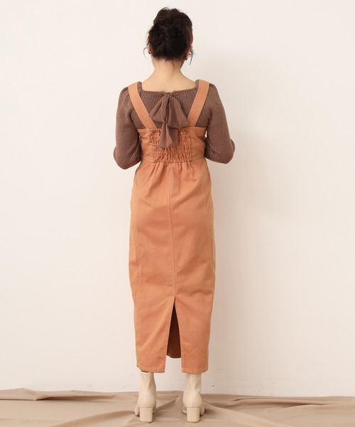 one after another NICE CLAUP（ワンアフターアナザーナイスクラップ）の「タイトデニムジャンパースカート（ジャンパースカート・レディース・アイボリー/グレー/オレンジ・FREE）」の16枚目の写真