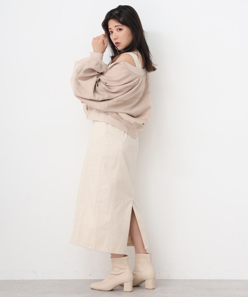 one after another NICE CLAUP（ワンアフターアナザーナイスクラップ）の「タイトデニムジャンパースカート（ジャンパースカート・レディース・アイボリー/グレー/オレンジ・FREE）」の20枚目の写真