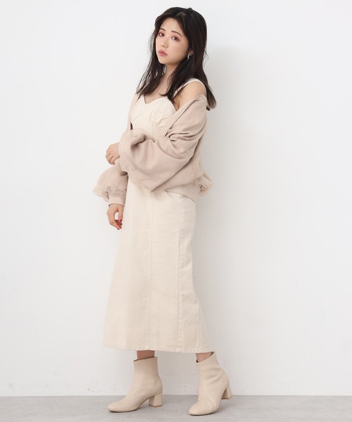 one after another NICE CLAUP（ワンアフターアナザーナイスクラップ）の「タイトデニムジャンパースカート（ジャンパースカート・レディース・アイボリー/グレー/オレンジ・FREE）」の21枚目の写真